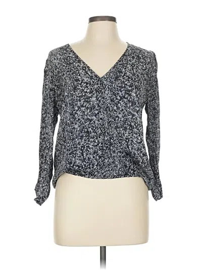 Pre-owned Joie Long Sleeve Silk Top Gray V Neck Tops