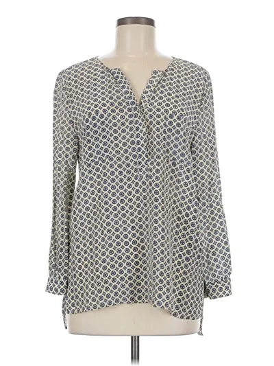 Pre-owned Joie Long Sleeve Silk Top Gray V-neck Tops