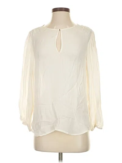 Pre-owned Joie Long Sleeve Silk Top Ivory Keyhole Neckline Tops In White