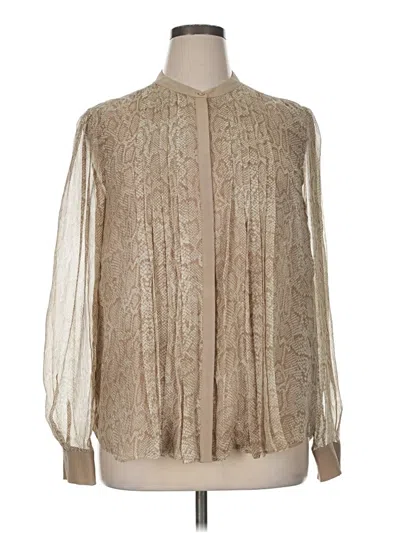 Pre-owned Joie Long Sleeve Silk Top Ivory Mock Neckline Tops In White