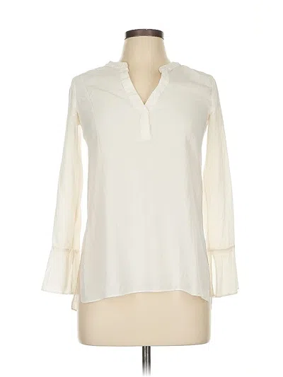 Pre-owned Joie Long Sleeve Silk Top Ivory Open Neckline Tops