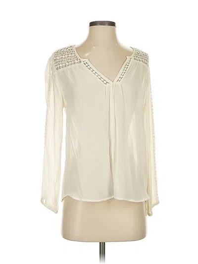 Pre-owned Joie Long Sleeve Silk Top Ivory Plunge Neckline Tops In White