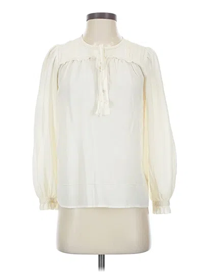 Pre-owned Joie Long Sleeve Silk Top Ivory Tie Neck Tops