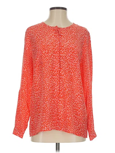 Pre-owned Joie Long Sleeve Silk Top Orange Crew Neck Tops