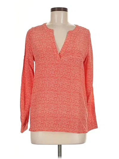 Pre-owned Joie Long Sleeve Silk Top Orange V-neck Tops