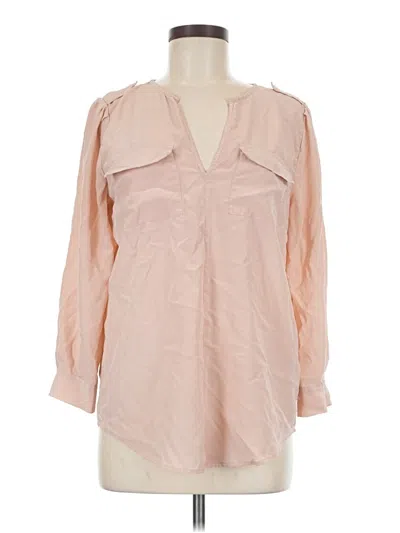 Pre-owned Joie Long Sleeve Silk Top Pink Open Neckline Tops