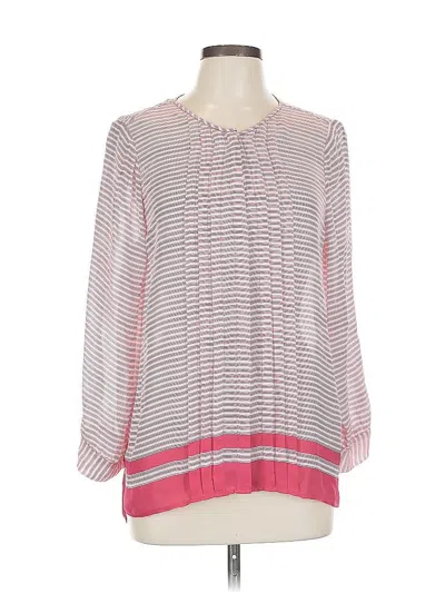 Pre-owned Joie Long Sleeve Silk Top Pink Square Neckline Tops