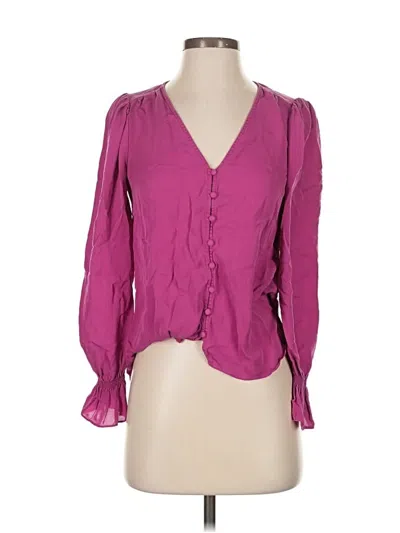 Pre-owned Joie Long Sleeve Silk Top Pink Sweetheart Neckline Tops