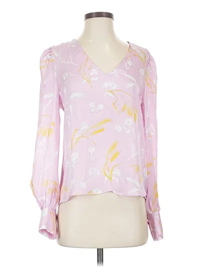 Joie Long Sleeve Silk Top Pink Sweetheart Neckline Tops