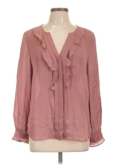 Pre-owned Joie Long Sleeve Silk Top Pink Tie Neck Tops