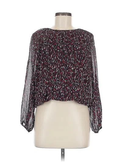 Pre-owned Joie Long Sleeve Silk Top Red Square Neckline Tops