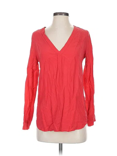 Pre-owned Joie Long Sleeve Silk Top Red V Neck Tops