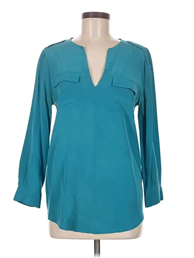 Pre-owned Joie Long Sleeve Silk Top Teal Open Neckline Tops