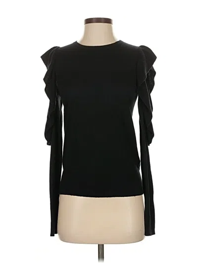 Pre-owned Joie Long Sleeve Top Black Ruffles Neckline Tops