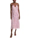 Joie Lyall Shirred Silk Gown In Purple