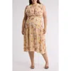 Joie Maeve Floral Back Cutout Silk Midi Dress In Apricot Buff Multi