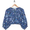 Joie May Floral Cropped Blouse In Navy Blazer Multi