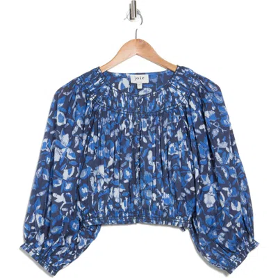 Joie May Floral Cropped Blouse In Navy Blazer Multi