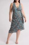 Joie Mercedes Wrap Dress In Fjord Blue Multi