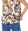 JOIE MIKA FLORAL PRINT SLEEVELESS COTTON TOP IN BUTTERCREAM MULTI