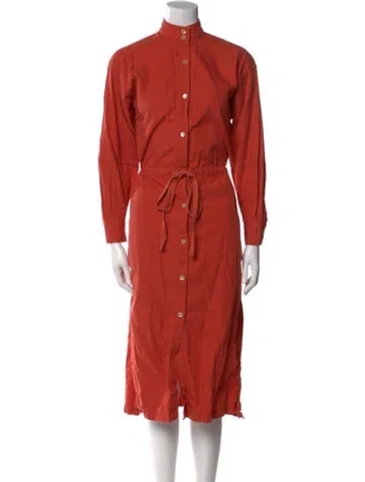 Pre-owned Joie Mock Neck Midi Length Dress In Orange