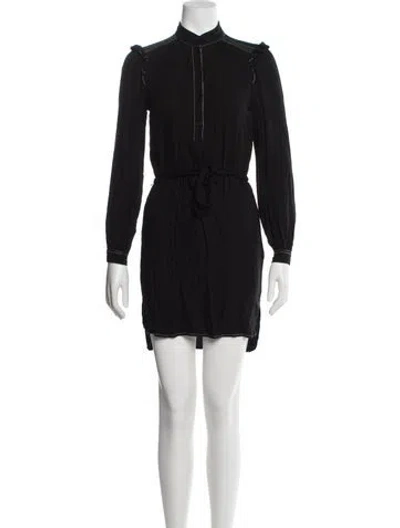 Pre-owned Joie Mock Neck Mini Dress In Black