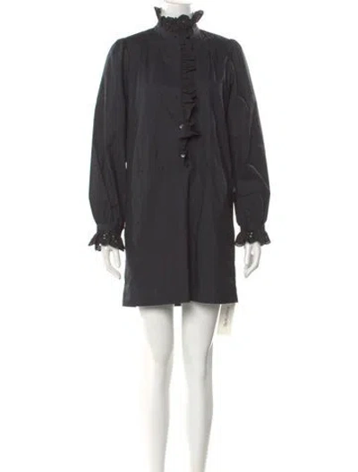 Pre-owned Joie Mock Neck Mini Dress In Black