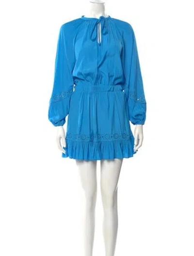 Pre-owned Joie Mock Neck Mini Dress In Blue