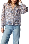 Joie Naomi Long Sleeve Silk Top In Blue In English Manor Multi