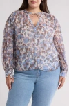 Joie Naomi Long Sleeve Silk Top In Blue In English Manor Multi
