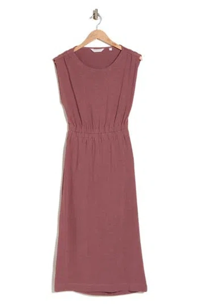 Joie Natalia Linen & Cotton Elastic Waist Maxi Dress In Rose Brown