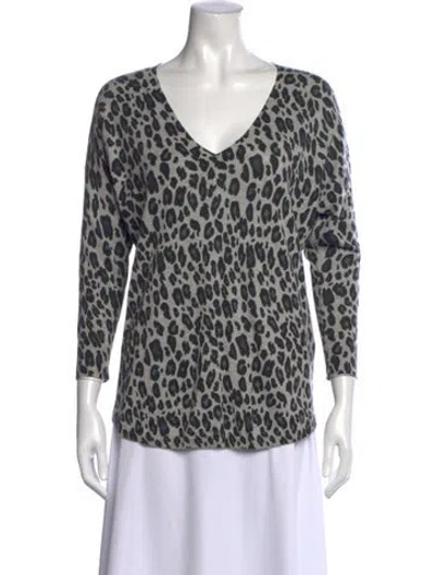 Pre-owned Joie Nylon Animal Print Sweater In Gray