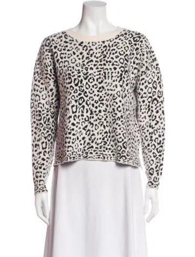 Pre-owned Joie Nylon Animal Print Sweater In White