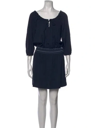 Pre-owned Joie Off-the-shoulder Mini Dress In Blue