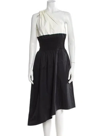 Pre-owned Joie One-shoulder Midi Length Dress In Black