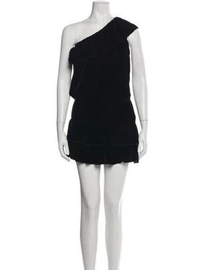 Pre-owned Joie One-shoulder Mini Dress In Black