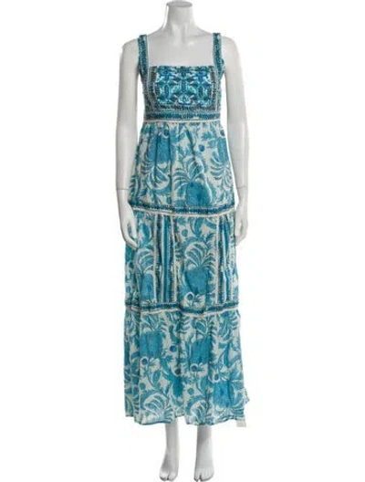 Pre-owned Joie Paisley Print Long Dress In Blue