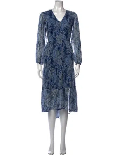 Pre-owned Joie Paisley Print Midi Length Dress In Blue