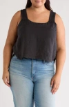 Joie Paisley Sleeveless Linen Top In Caviar