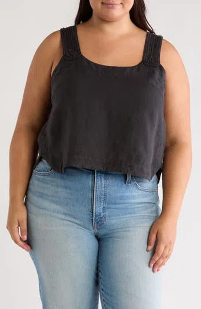 Joie Paisley Sleeveless Linen Top In Caviar