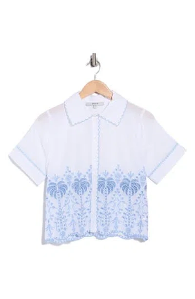 Joie Palm Embroidered Short Sleeve Button Front Shirt In Multi
