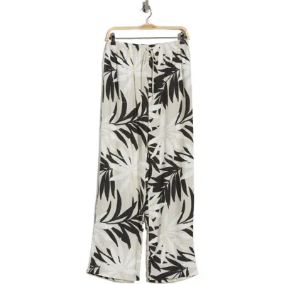Joie Palm Print Linen Blend Wide Leg Pants In Multi