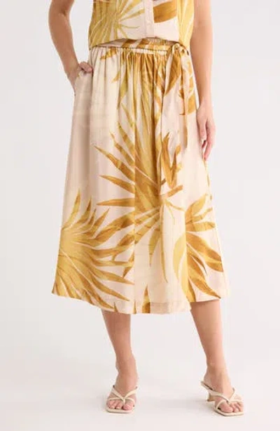 Joie Palm Print Pull-on Midi Skirt In Multi