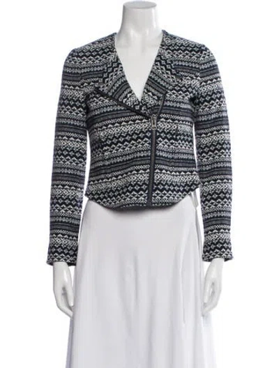 Pre-owned Joie Patterned Biker Jacket In Blue