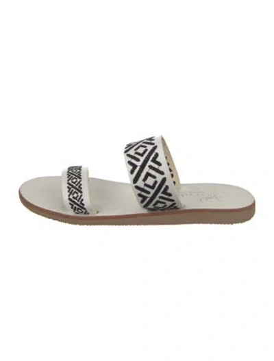 Pre-owned Joie Patterned Embroidered Accent Slides In White