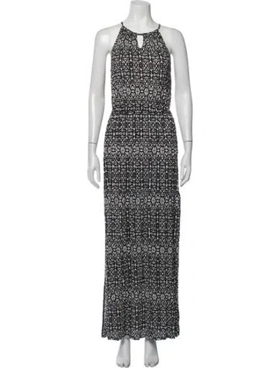 Pre-owned Joie Patterned Long Dress In Black