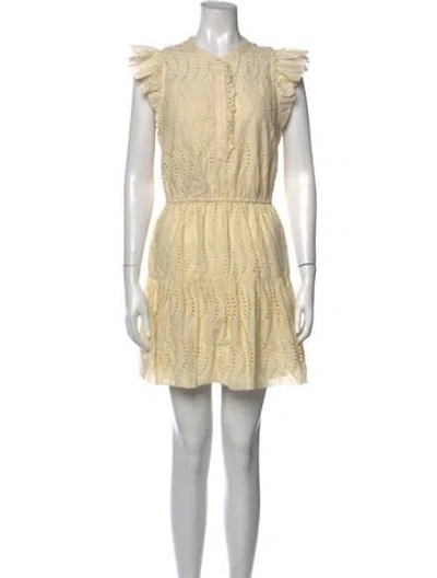 Pre-owned Joie Patterned Mini Dress In Yellow