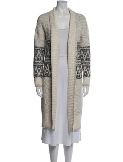 Pre-owned Joie Patterned Open Front Sweater In Neutral