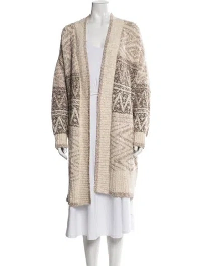 Pre-owned Joie Patterned Open Front Sweater In Neutral