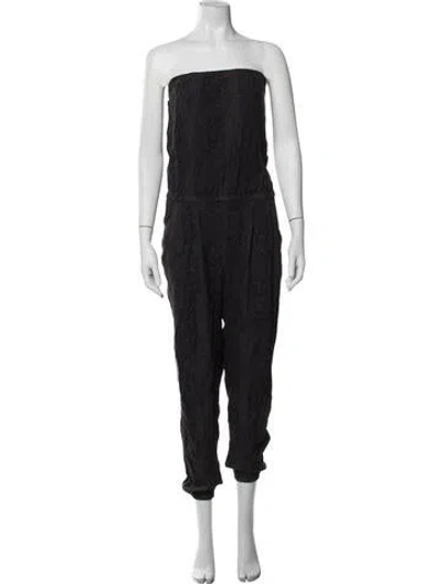 Pre-owned Joie Patterned Strapless Jumpsuit In Blue